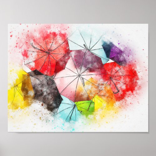 Umbrellas  Colorful Abstract Poster