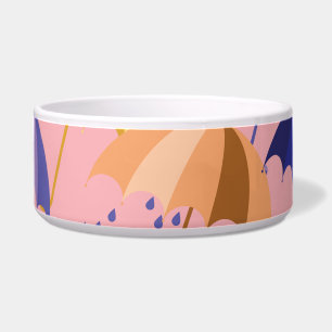 Umbrellas, drops, colorful seamless motif. bowl