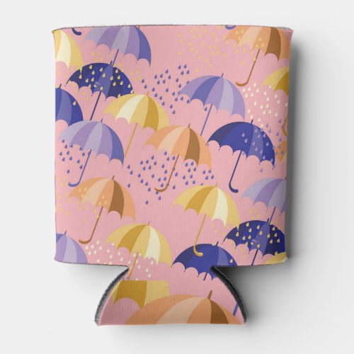 Umbrellas drops colorful seamless motif can cooler