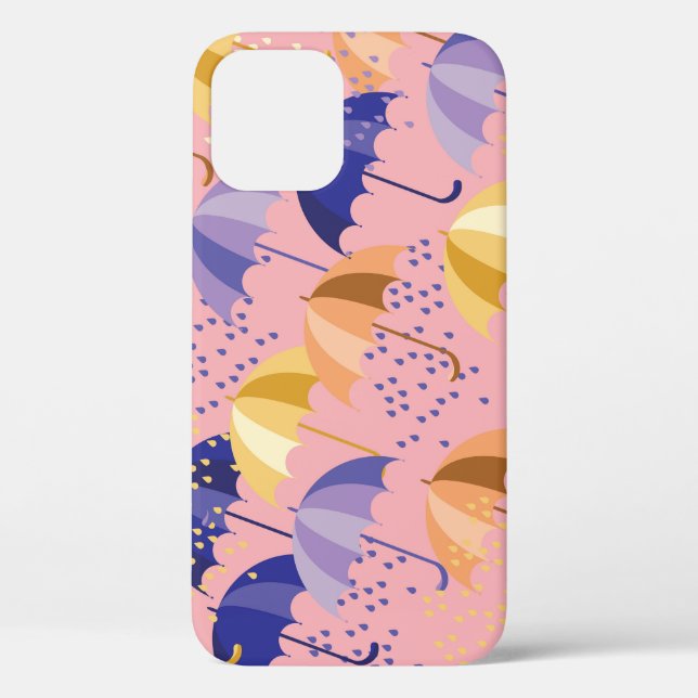 Umbrellas, drops, colorful seamless motif. Case-Mate iPhone case (Back)