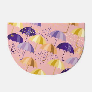 Umbrellas, drops, colorful seamless motif. doormat