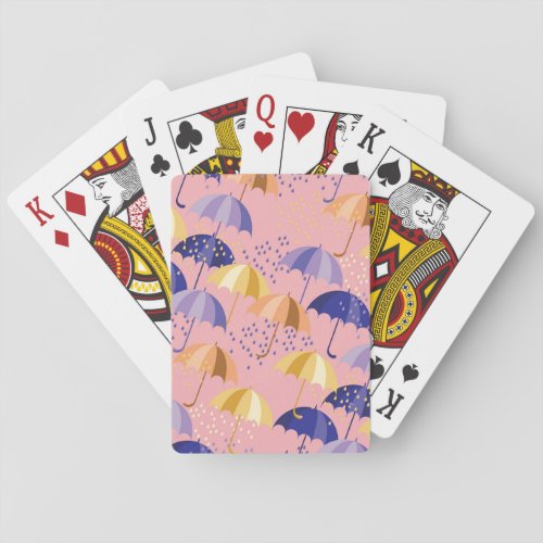 Umbrellas drops colorful seamless motif playing cards