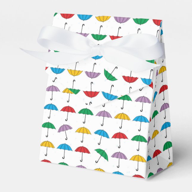 Umbrellas in Rain Favor Boxes (Front Side)