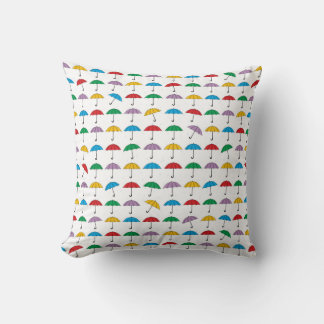 Umbrellas in Rain Throw Pillow
