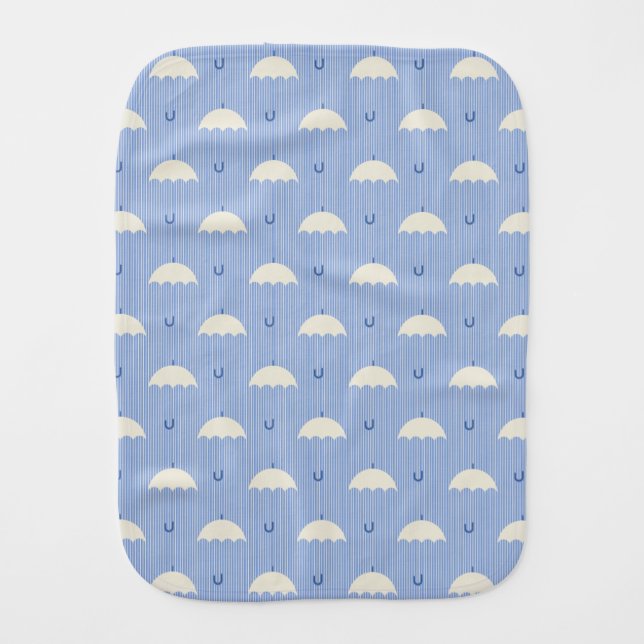 Umbrellas in the Blue Baby Burp Cloth (Front)