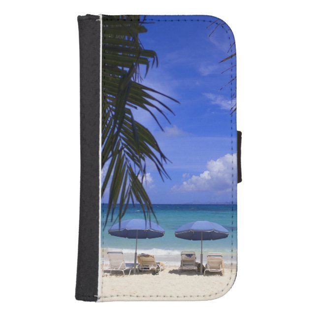 umbrellas on beach, St. Maarten, Caribbean Samsung Galaxy Wallet Case (Front)