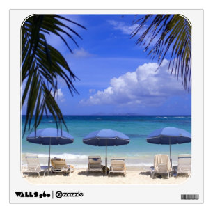 umbrellas on beach, St. Maarten, Caribbean Wall Sticker