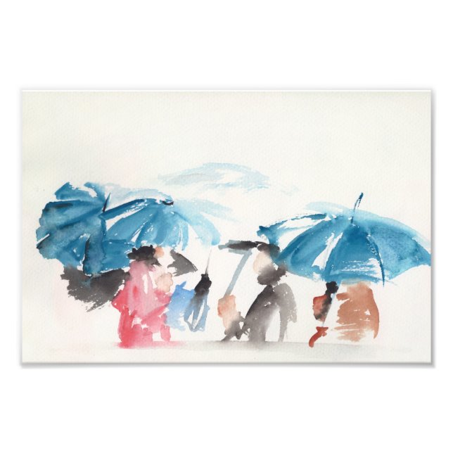 Umbrellas Original Watercolors Photo Print (Front)