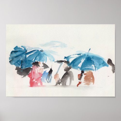 Umbrellas Original Watercolors Poster