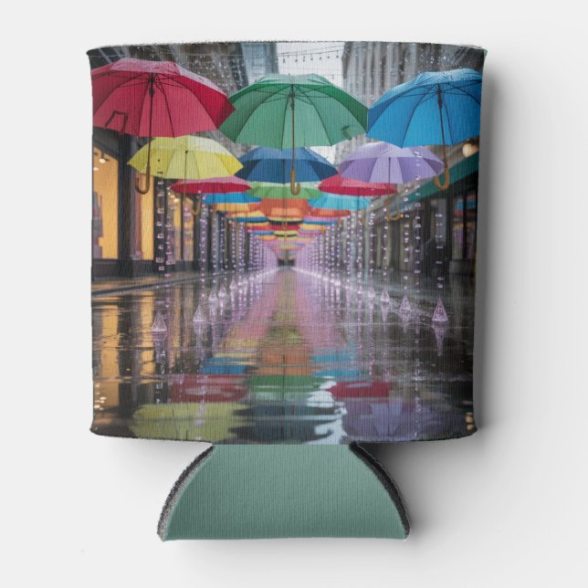 Umbrellas Rain Street Can Sleeve Can Cooler (Front)