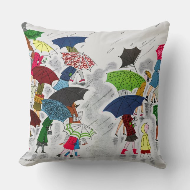 Umbrellas Throw Pillow (Front)