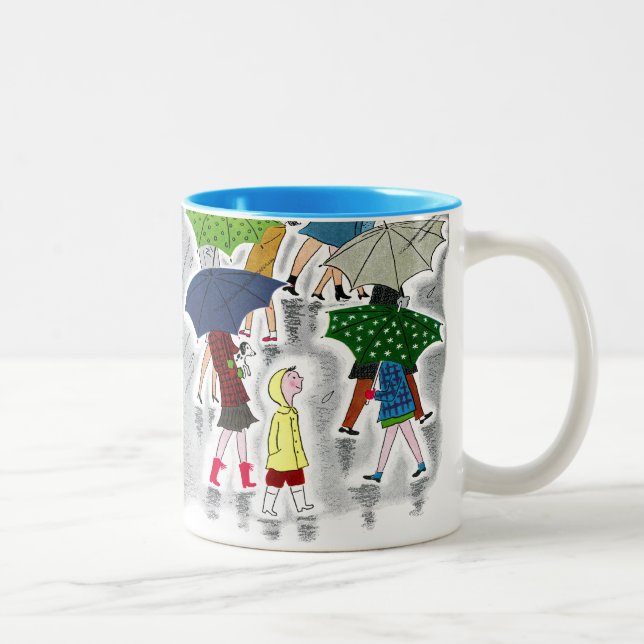 Umbrellas Two-Tone Coffee Mug (Right)