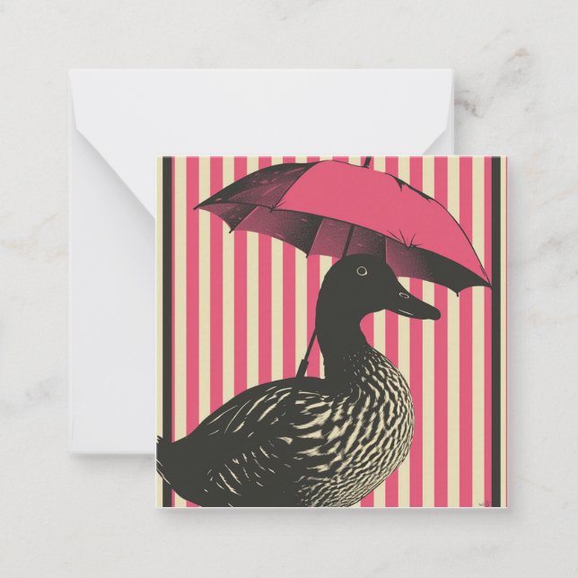 Umbrellas Up & Rainbows Await: Duck Note Card (Front)
