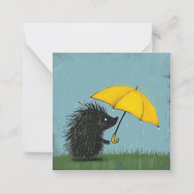 Umbrellas Up & Write On: Playful Porcupines Note Card (Front)