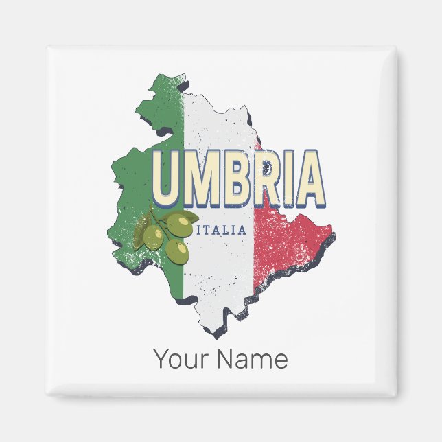Umbria Italy Retro Region Map Vintage Souvenir Magnet (Front)