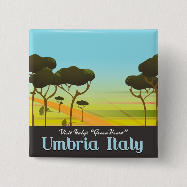 Umbria Italy travel poster Pinback Button (Front)