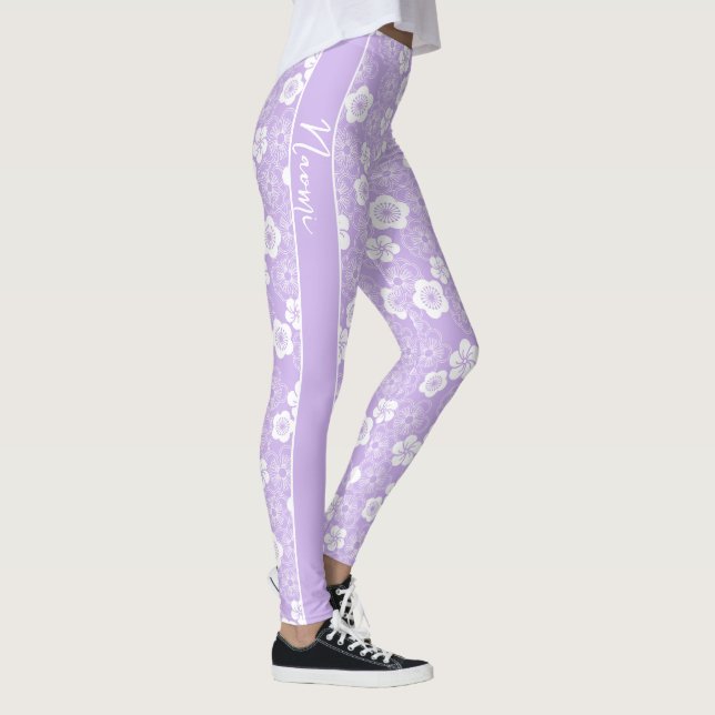 Ume | japanese traditional plum KIMONO pattern Leggings (Right)