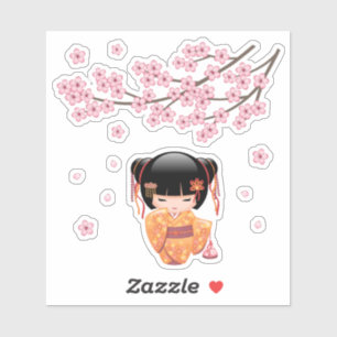 Ume Kokeshi Doll - Cute Japanese Geisha Girl Sticker