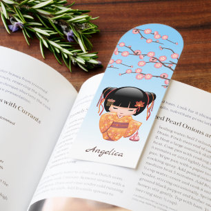 Ume Kokeshi Doll Japanese Geisha Girl Blue Bookmarks