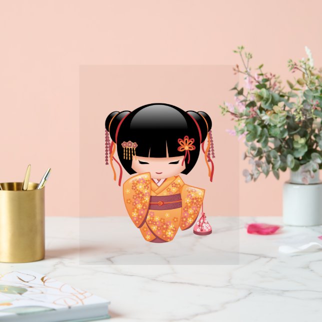 Ume Kokeshi Doll - Japanese Peach Geisha Girl Acrylic Sign (Wedding)
