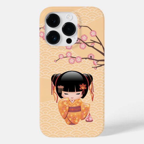 Ume Kokeshi Doll _ Japanese Peach Geisha Girl Case_Mate iPhone 14 Pro Case