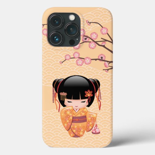 Ume Kokeshi Doll _ Japanese Peach Geisha Girl iPhone 13 Pro Case