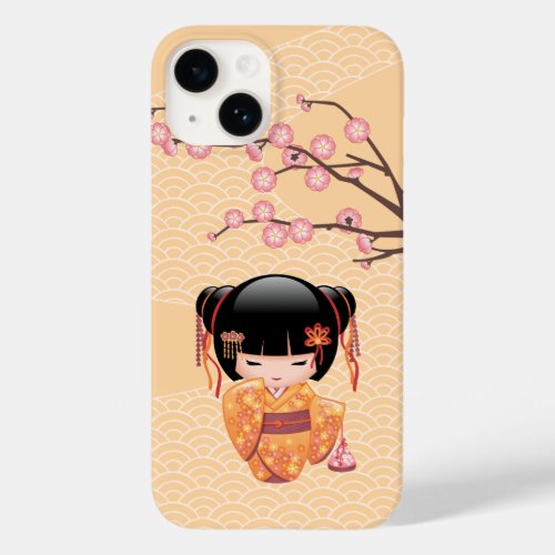 Ume Kokeshi Doll _ Japanese Peach Geisha Girl Case_Mate iPhone 14 Case