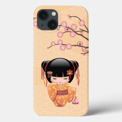 Ume Kokeshi Doll _ Japanese Peach Geisha Girl iPhone 13 Case
