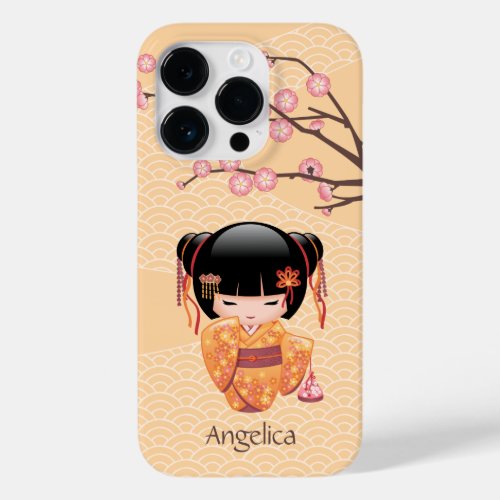 Ume Kokeshi Doll _ Japanese Peach Geisha Girl Case_Mate iPhone 14 Pro Case