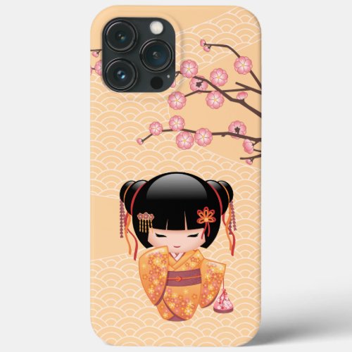 Ume Kokeshi Doll _ Japanese Peach Geisha Girl iPhone 13 Pro Max Case