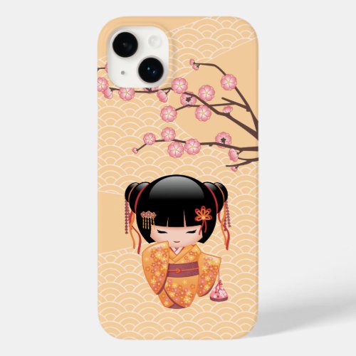 Ume Kokeshi Doll _ Japanese Peach Geisha Girl Case_Mate iPhone 14 Plus Case