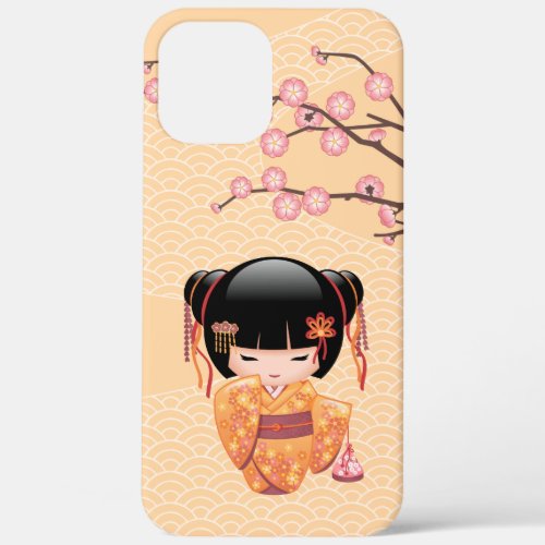 Ume Kokeshi Doll _ Japanese Peach Geisha Girl iPhone 12 Pro Max Case