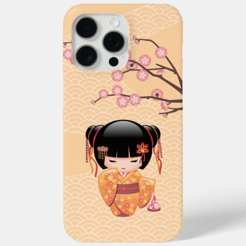 Ume Kokeshi Doll _ Japanese Peach Geisha Girl iPhone 15 Pro Max Case