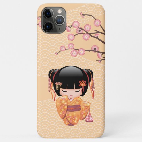 Ume Kokeshi Doll _ Japanese Peach Geisha Girl iPhone 11 Pro Max Case