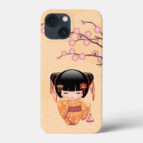 Ume Kokeshi Doll _ Japanese Peach Geisha Girl iPhone 13 Mini Case