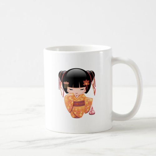 Ume Kokeshi Doll _ Japanese Peach Geisha Girl Coff Coffee Mug