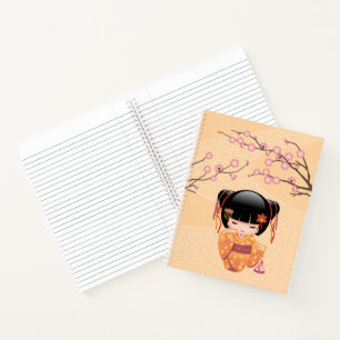Ume Kokeshi Doll - Japanese Peach Geisha Girl Notebook