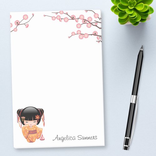 Ume Kokeshi Doll _ Japanese Peach Geisha Girl Post_it Notes