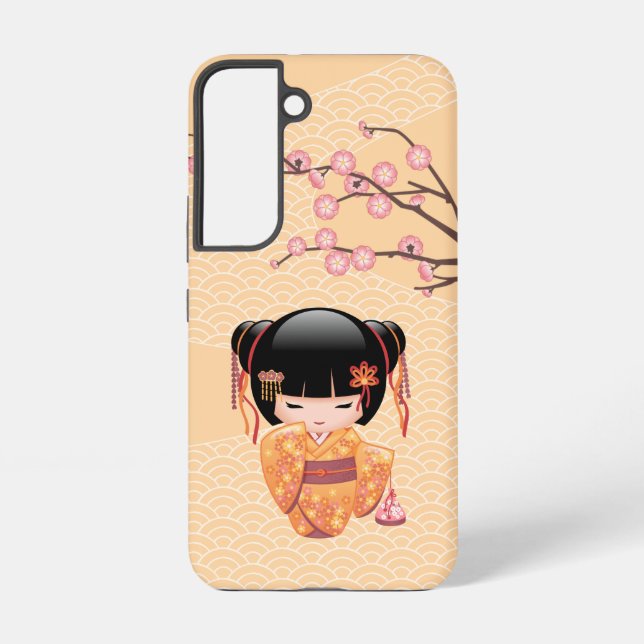 Ume Kokeshi Doll - Japanese Peach Geisha Girl Samsung Galaxy Case (Back)