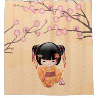 Ume Kokeshi Doll Japanese Peach Geisha Girl Yellow