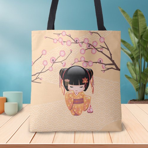 Ume Kokeshi Doll _ Japanese Plum Geisha Girl Tote Bag