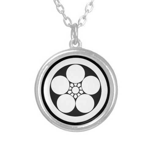 Umebachi_style plum blossom in a circle silver plated necklace