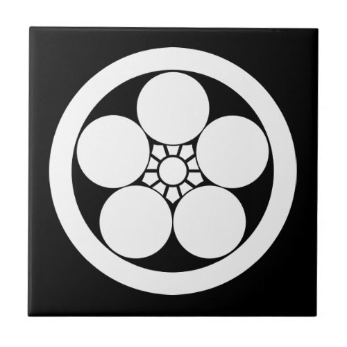 Umebachi_style plum blossom in circle ceramic tile