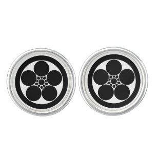 Crane in a circle orders - Japanese Kamon - Silver Cufflinks