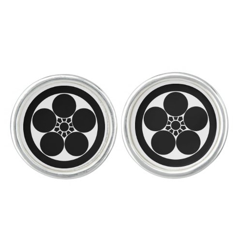 Umebachi_style plum blossom in circle cufflinks