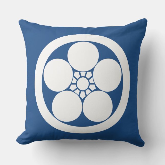 Umebachi-style plum blossom in circle throw pillow (Front)