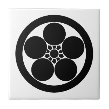 Umebachi-style Plum Blossom In Circle Tile by garian at Zazzle