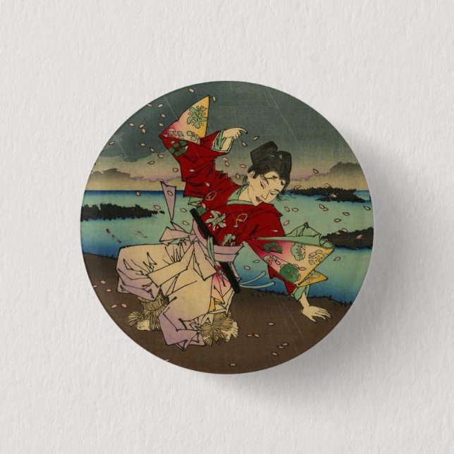 Umewaka at the Sumida River (2:3) Pinback Button (Front)