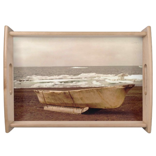 Umiak Walrus Skin Whalers Boat Photo Designed Serving Tray (Front)