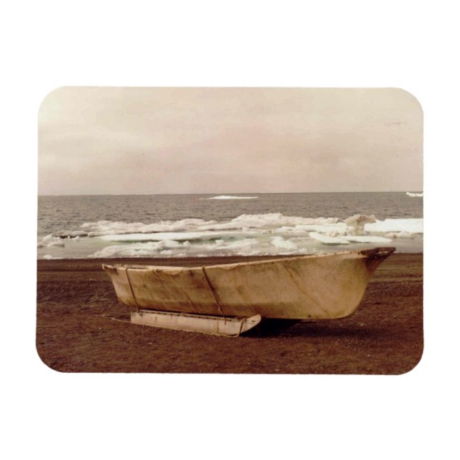 Umiak Walrus Skin Whalers Boat Photo Printed Flex Magnet (Horizontal)